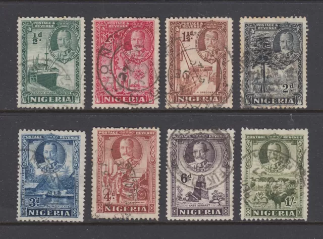 Nigeria: 1936 George V Short Set of 8 Stamps to 1/- SG34-41 Used ES237