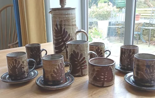 Briglin Studio Pottery Coffee set. Fern pattern, mint condition.