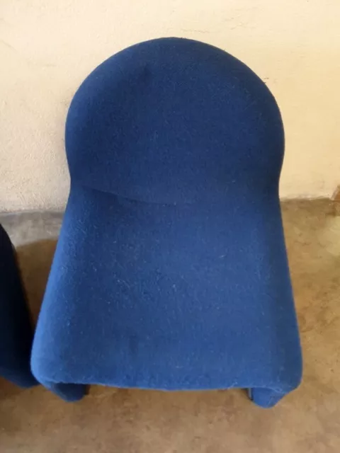 Paire de chauffeuses ATAL en laine bleu fauteuil chaise Giancarlo Piretti Alky 3