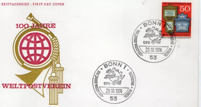 BRD, FDC, MiNr. 825, 100 Jahre Weltpostverein, siehe Scan.