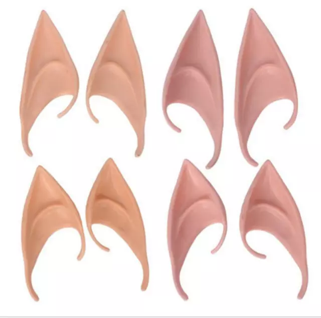 Adult Pointed Elf Ears Pixie Fairy Flesh Nude Tips BFG Cosplay Fancy Dress Latex