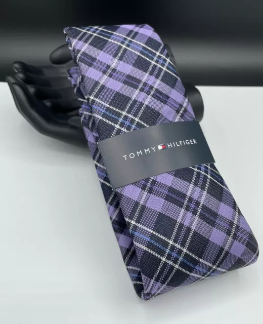 Tommy Hilfiger Men's Silk Blend Tie ~ Purple ~ Plaids & Checks ~ MSRP: $69.50