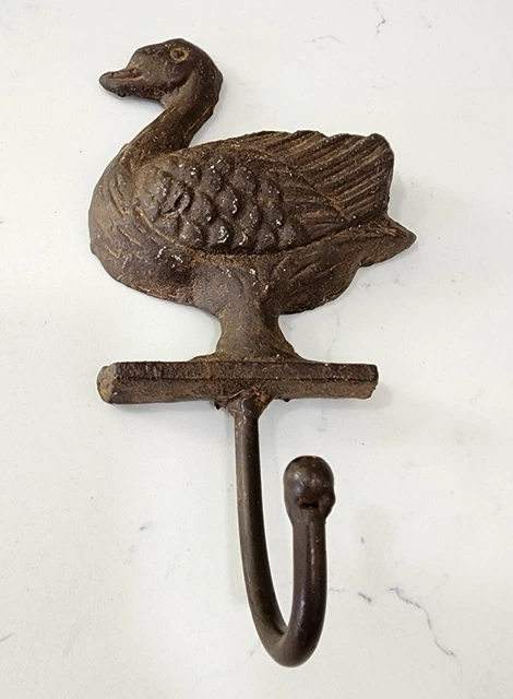 Cast Iron Garden DUCK Coat Wall Hook Rack Towel FOWL Mallard