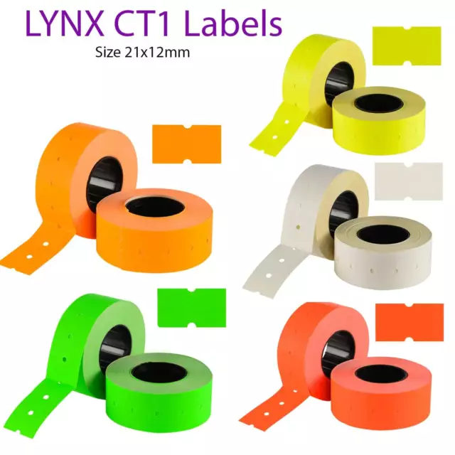 CT1 Price Label Lynx CT1 21x12mm Price Gun Labels – 5 Colors  & Orange Price Gun