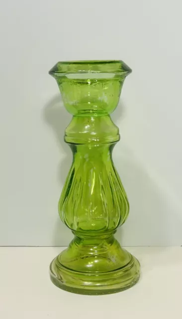 Vintage Vase Candle Vidrios San Miguel Spain Recycled Glass Green 12" Pedestal