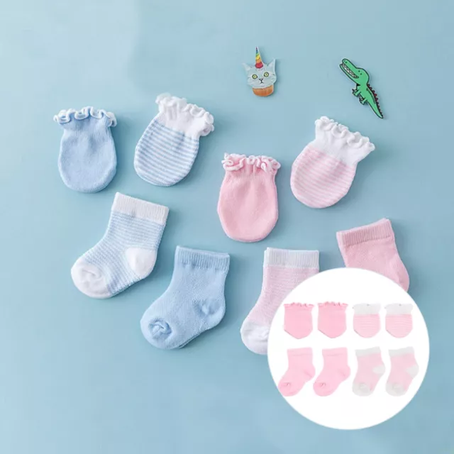 4 Pairs Socks Glove Set Newborn Present Baby Girl Outfits Mittens