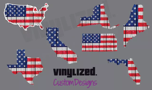 American Flag State Flag Outline Sticker Vinyl Decal US USA MERICA Map America
