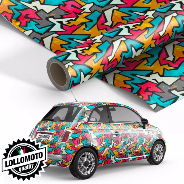 PELLICOLA COLORFUL GRAFFITI Pellicola Car Wrapping Adesiva Rivestimento  Auto EUR 708,00 - PicClick IT