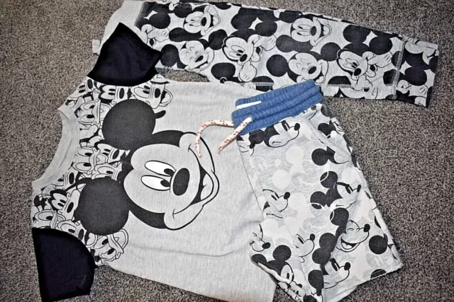 D6 BABY GAP Disney 4T MICKEY MOUSE Lot Knit Shirt Pants Sweats Shorts Outfit Set