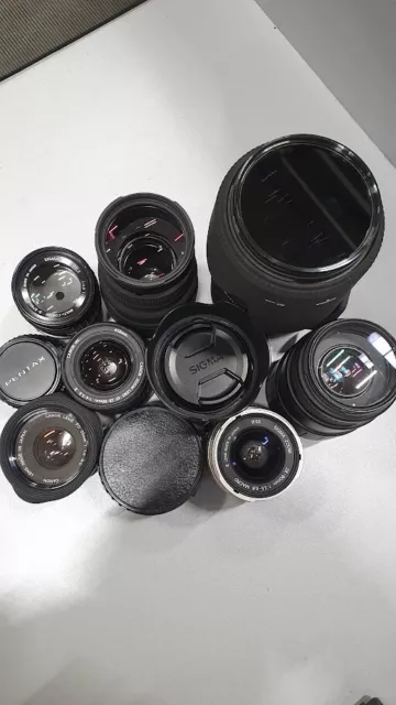 Lot of 10 Zoom Lens Various Models 70-200mm/70-300mm/28-90mm/50mm For Parts