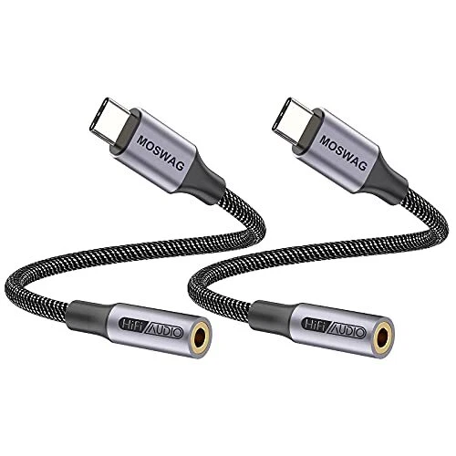 2 Pack USB C to 3.5mm Headphone Jack Adapter AUX Audio Dongle Cable Cord