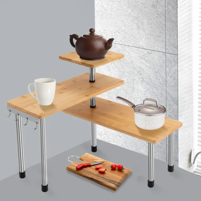 Kitchen Countertop Organizer Corner Shelf - 3 Tier Bathroom Storage Display Rack