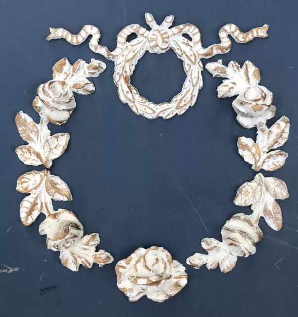 Set of six mouldings wreath shabby chic project Embellishment White And Gold