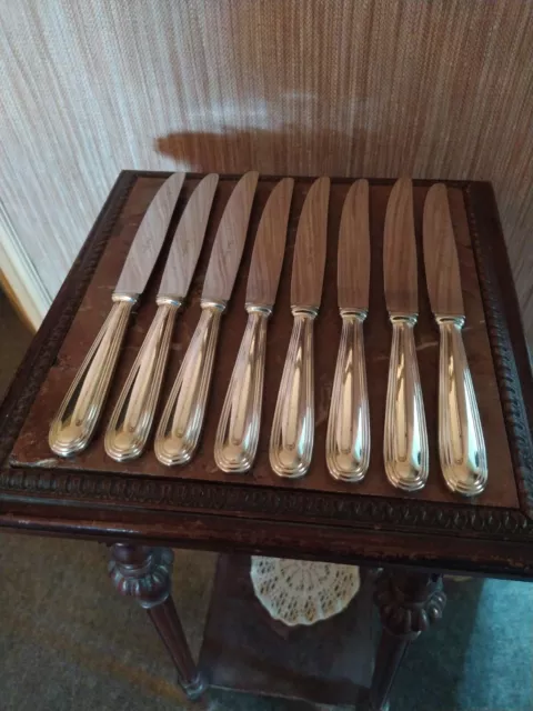 8 Couteaux de Table Orfèvrerie St Hilaire à Paris Métal Argenté