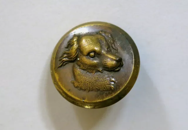 CHIEN, très beau bouton ancien de chasse, treble stand extra rich, tête chien