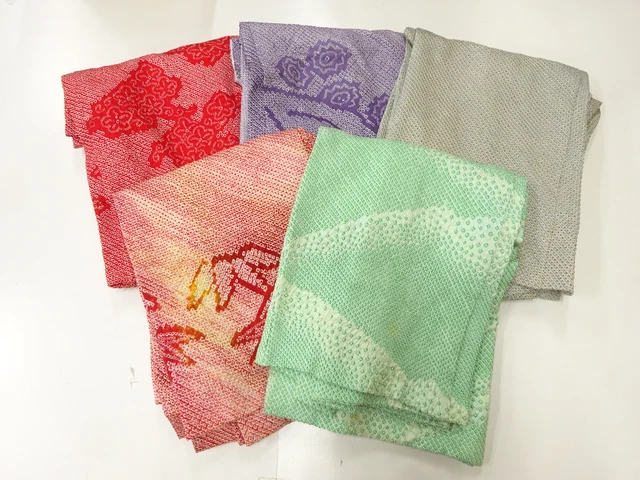 45320# Japanese Kimono / Antique Haori / Set Of 5 / All Shibori