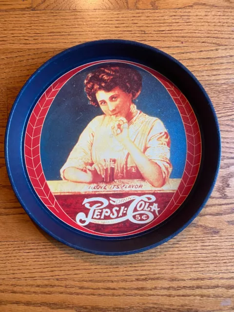 Vintage Pepsi Cola Serving Round Tin Tray - 12" Round - VERY NICE!