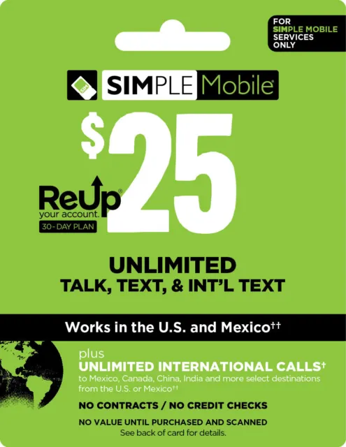 Simple Mobile Unlimited Plan - Unlimited Talk, Text with 30 Days of Service