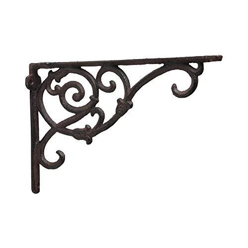 BRASSTAR Decorative Cast Iron Wall Shelf Bracket Ornate Vine Rust Rustic Cast...