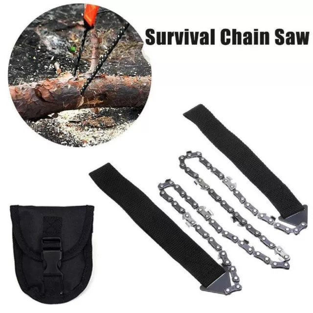 40'' Pocket Survival Chainsaw Emergency Camping Hunting Hand Tool Pouch Woods AU