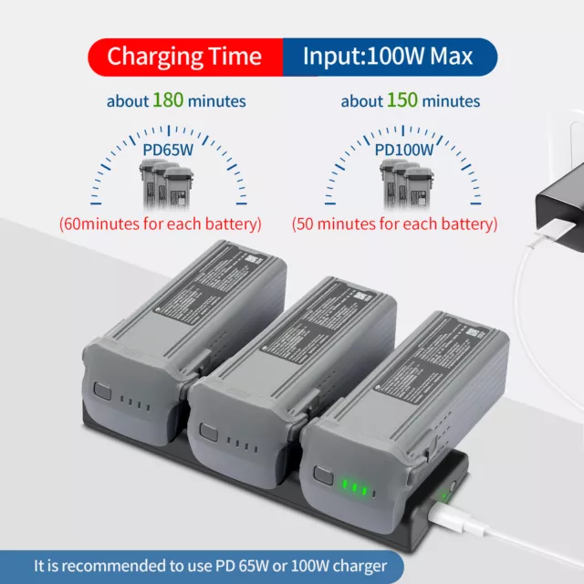 USB Battery Charger For DJI AIR 3 Drone Fast Battery Charging Hub Three-port HAU 3