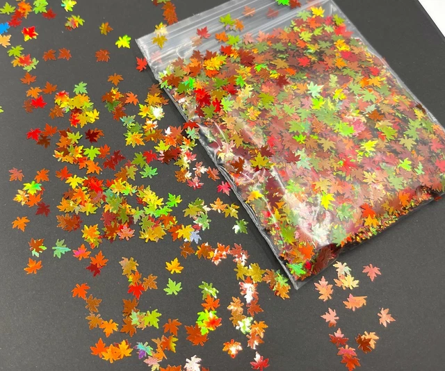 Hoja de arce arte en uñas brillo escamas multicolores otoño 5 10 g bolsa de 3 ml olla