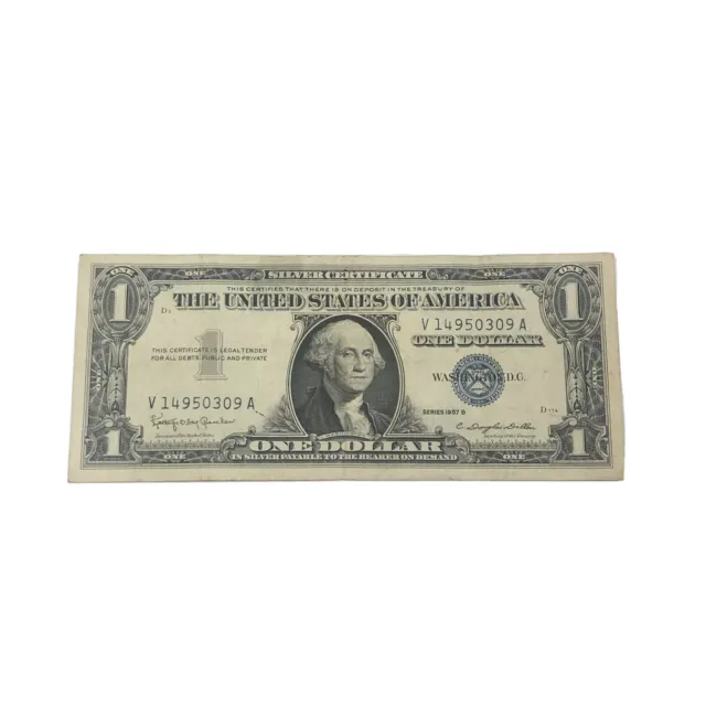Silver Certificate One Dollar Bill Series 1957 B (Blue Seal)