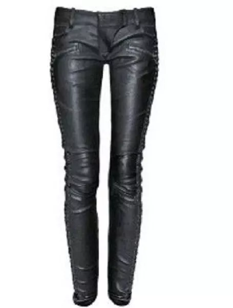 Crazy Cool, Sold Out, Sexy, Nwt $8,500 Balmain Black Lace Up Leather Pants