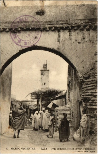 CPA AK MAROC Geiser TAZA Rue Principale et la grande mosquée (69106)