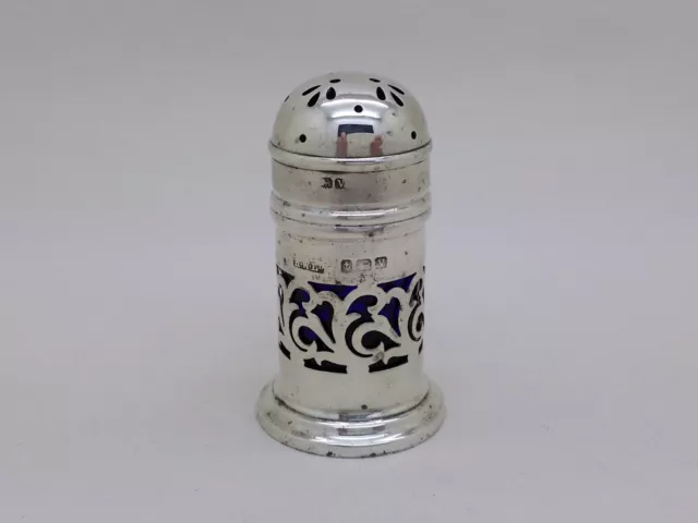 Pentola per pepe cilindro forato argento sterling George V 1920 con marchio Birmingham