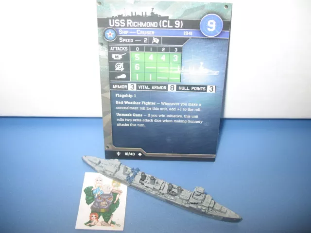 =Axis Allies War at Sea FLANK SPEED USS Richmond (CL 9) 18/40 with card=