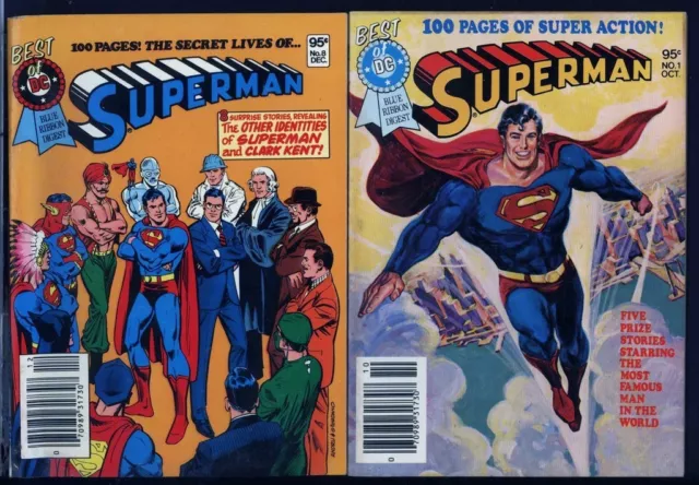 Superman PAIR UNREAD BOOKS Best of DC Blue Ribbon Digest 1, 8 Lot 1979 Comics