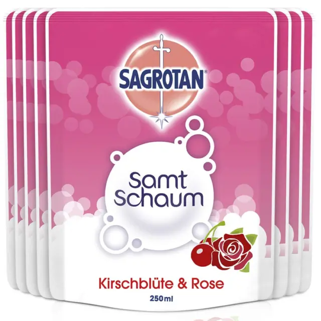 Sagrotan Samt-Schaum Nachfüller Kirschblüte & Rose – 8 X 250 Ml