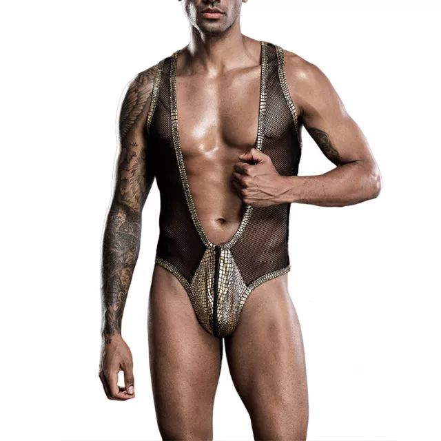 Hommes Maille Sexy Body Mankini Suspensoir sous-Vêtement Tenue de Sport Catch