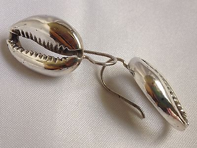 Sterling Silver Cowrie Shell Drop Handcrafted Earrings- NEW