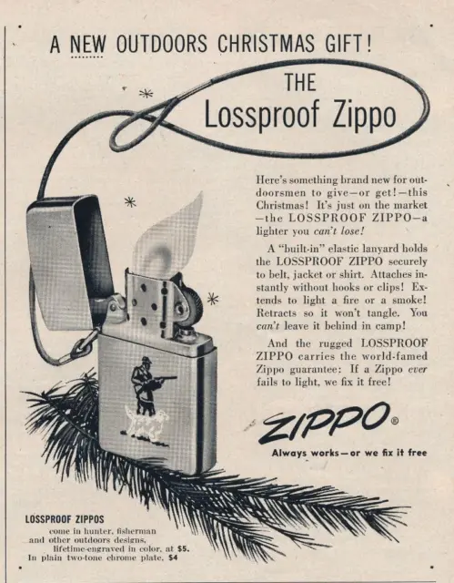 Magazine Ad - 1955 - ZIPPO Lighters Christmas