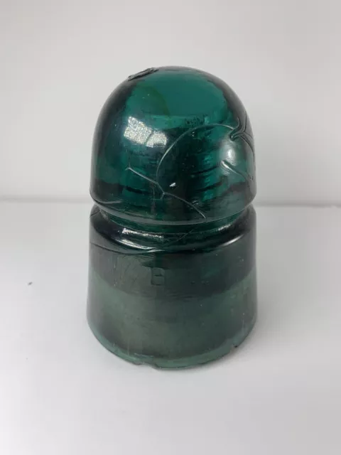 CD145 B Dark Blue Aqua Green Brookfield Antique Glass Insulator X0