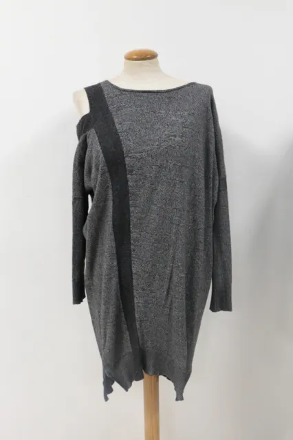 All Saints Cecily Twist Dress Grey Asymmetrical 100% Cotton Casual UK S VGC