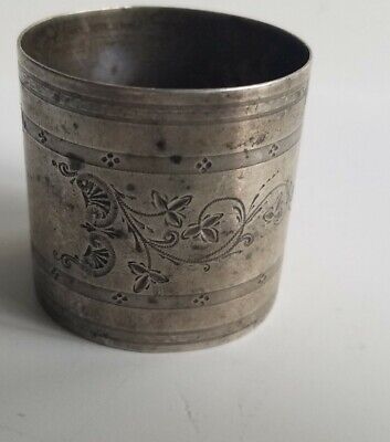Antique Victorian Silver Plate etched flowers wide napkin ring