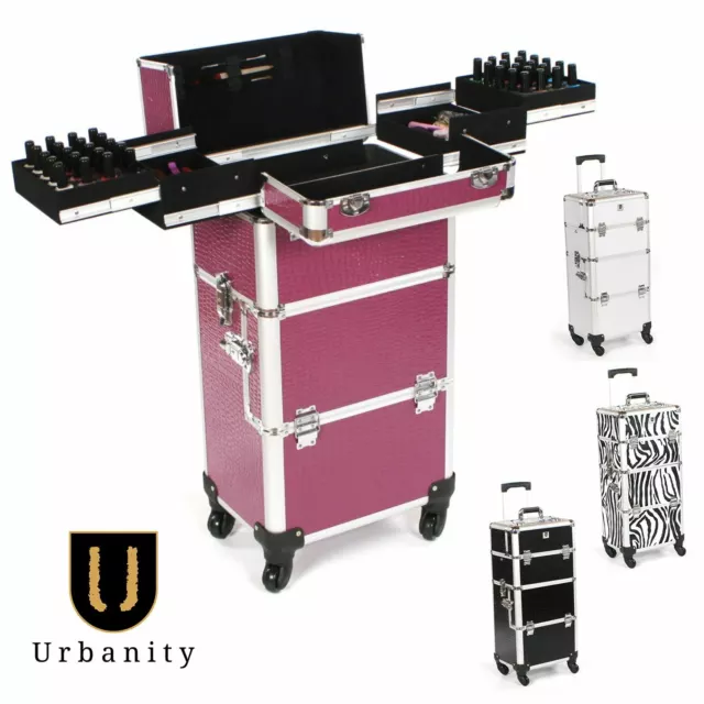 Rolling Makeup Train Trolley Case Suitcase Nail Polish Organizer with 4  Wheels | eBay