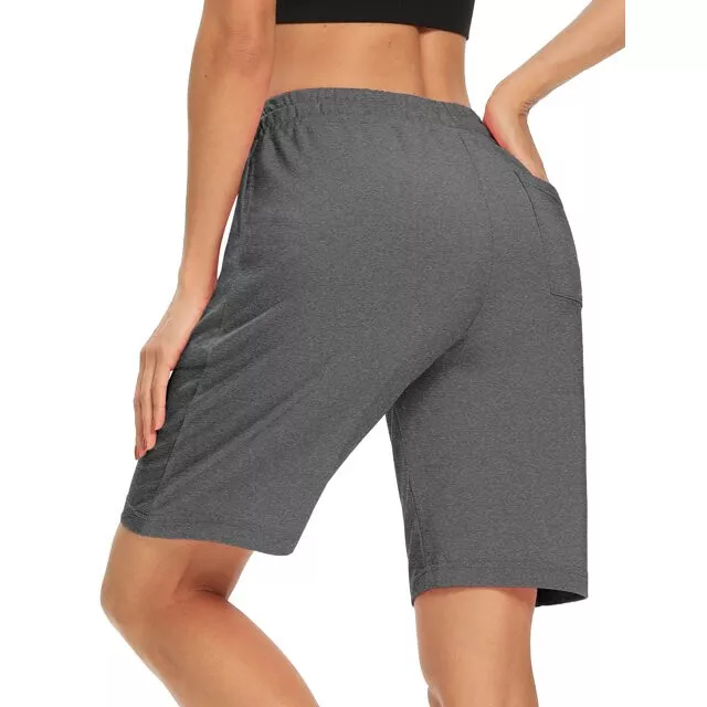 Womens Yoga Shorts Loose Comfy Drawstring Lounge Bermuda Shorts with 3 Pockets