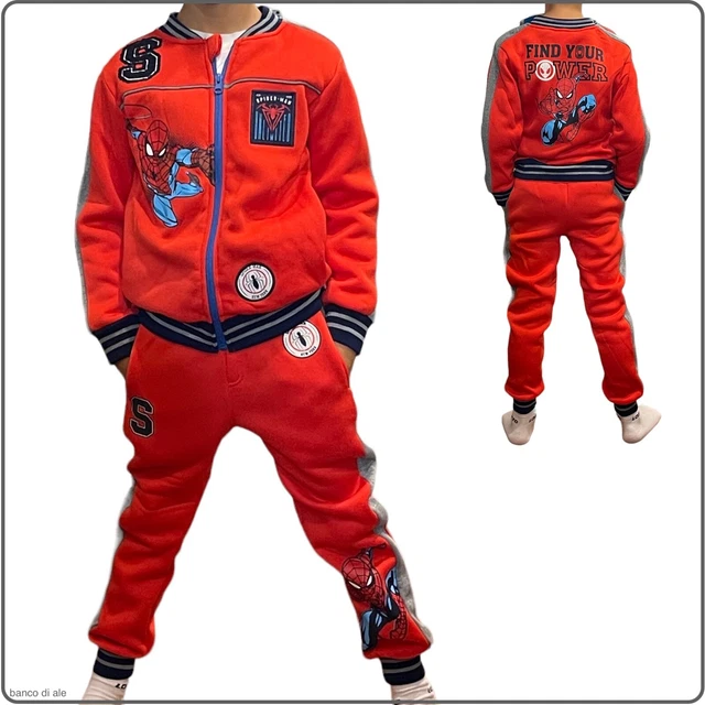 Tuta Completo da bimbo bambino invernale felpata Spiderman Marvel con zip Spider