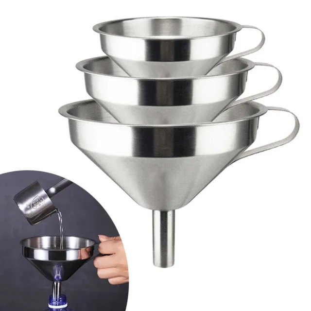 Kitchen Stainless Steel Funnel With Handle for Transferring Liquid Hopper