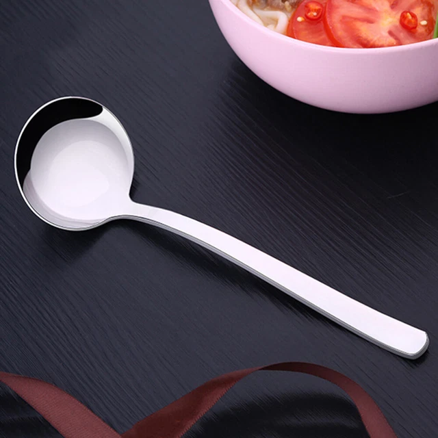 Confezione Da 2 Mestoli Da Zuppa In Acciaio Inox 304 – Cucchiaio Da Cucina Profondo – Manico Antiscivolo – Lucidato A Specchio - 4