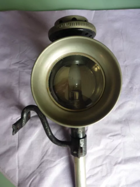 sehr alte elektrifizierte schwarze Kutschenlampe funktioniert 49 cm H Glas heil 2