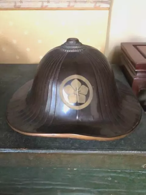 Antique Japanese JINGASA JINKASA Samurai Helmet Hat Chinese bellflower Kikyou