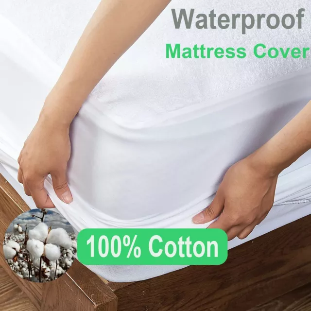 Mattress Protector Waterproof Topper Cover Fully Fitted Single Double Queen King