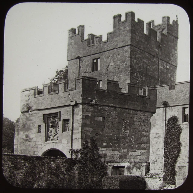 JV Glass Magic Lantern Slide NAWORTH CASTLE C1890 VICTORIAN PHOTO CUMBRIA