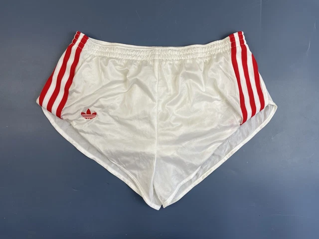 Pantaloncini Da Calcio Da Corsa Adidas Anni '90 Bianchi Rossi Taglia 4 Adulti