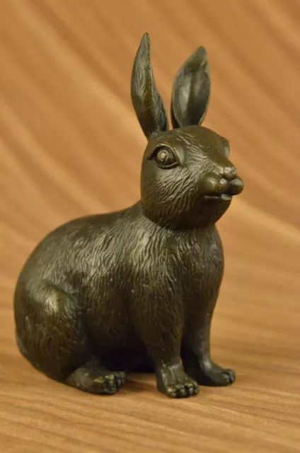 Vintage Autrichien Vienne Bronze Assis Lapin Figurine Statue Jardin Décor